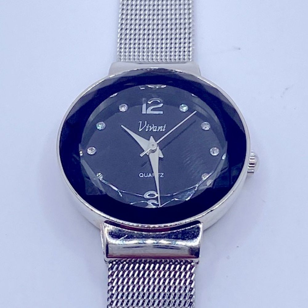 Working! Ladies Vivani Rhinestone Bezel Mesh Band Minimalist Watch